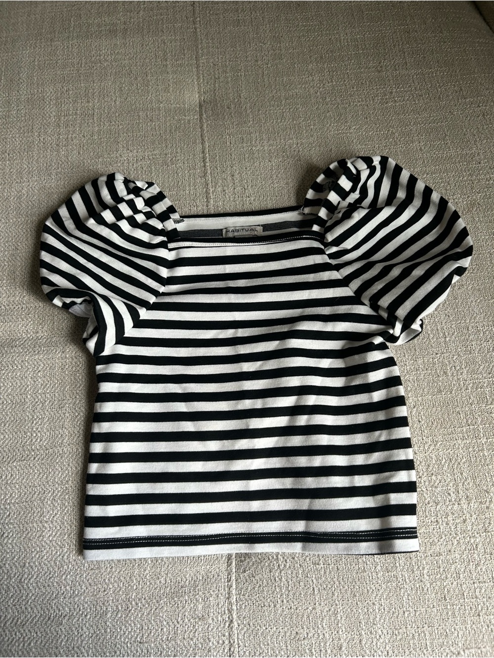 Habitual Black & White Striped Puff Sleeve Tee